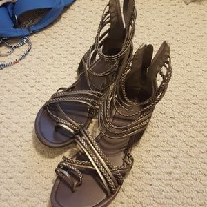 Silver gladiator sandals